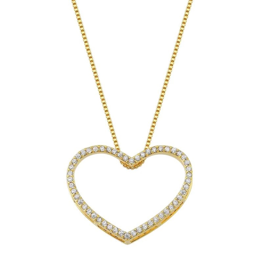 Studded Hollow Heart Necklace - Picture 2 of 2